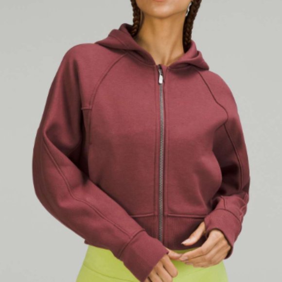 Lululemon Thick Fleece Zip Hoodie Smoky Red Size 8 Cropped Sweater - Picture 1 of 6